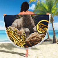 Agnus Dei Lamb of God Beach Blanket Latin Catholic Art with Gold Baroque Accents