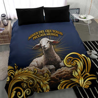 Agnus Dei Lamb of God Bedding Set Latin Catholic Art with Gold Baroque Accents