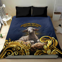 Agnus Dei Lamb of God Bedding Set Latin Catholic Art with Gold Baroque Accents