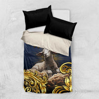 Agnus Dei Lamb of God Bedding Set Latin Catholic Art with Gold Baroque Accents