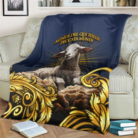 Agnus Dei Lamb of God Blanket Latin Catholic Art with Gold Baroque Accents