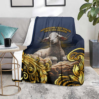 Agnus Dei Lamb of God Blanket Latin Catholic Art with Gold Baroque Accents