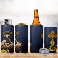 Agnus Dei Lamb of God 4 in 1 Can Cooler Tumbler Latin Catholic Art with Gold Baroque Accents
