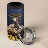 Agnus Dei Lamb of God 4 in 1 Can Cooler Tumbler Latin Catholic Art with Gold Baroque Accents