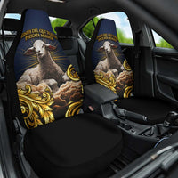Agnus Dei Lamb of God Car Seat Cover Latin Catholic Art with Gold Baroque Accents