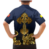 Agnus Dei Lamb of God Family Matching Mermaid Dress and Hawaiian Shirt Latin Catholic Art with Gold Baroque Accents