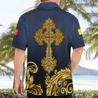 Agnus Dei Lamb of God Hawaiian Shirt Latin Catholic Art with Gold Baroque Accents