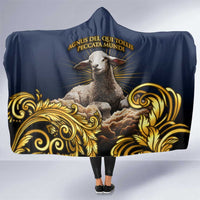 Agnus Dei Lamb of God Hooded Blanket Latin Catholic Art with Gold Baroque Accents