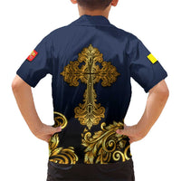 Agnus Dei Lamb of God Kid Hawaiian Shirt Latin Catholic Art with Gold Baroque Accents