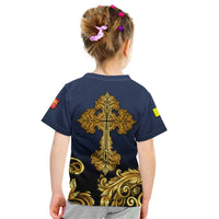 Agnus Dei Lamb of God Kid T Shirt Latin Catholic Art with Gold Baroque Accents