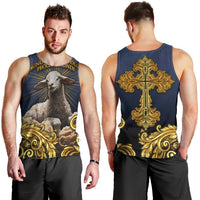 Agnus Dei Lamb of God Men Tank Top Latin Catholic Art with Gold Baroque Accents