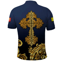 Agnus Dei Lamb of God Polo Shirt Latin Catholic Art with Gold Baroque Accents