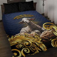 Agnus Dei Lamb of God Quilt Bed Set Latin Catholic Art with Gold Baroque Accents