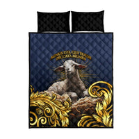 Agnus Dei Lamb of God Quilt Bed Set Latin Catholic Art with Gold Baroque Accents