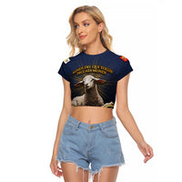 Agnus Dei Lamb of God Raglan Cropped T Shirt Latin Catholic Art with Gold Baroque Accents