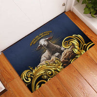 Agnus Dei Lamb of God Rubber Doormat Latin Catholic Art with Gold Baroque Accents