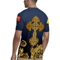 Agnus Dei Lamb of God Rugby Jersey Latin Catholic Art with Gold Baroque Accents