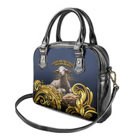 Agnus Dei Lamb of God Shoulder Handbag Latin Catholic Art with Gold Baroque Accents