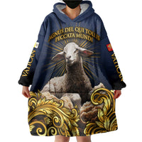Agnus Dei Lamb of God Wearable Blanket Hoodie Latin Catholic Art with Gold Baroque Accents