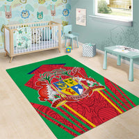 Mauritius Coat of Arms Area Rug National Emblem Blended with Traditional Patterns