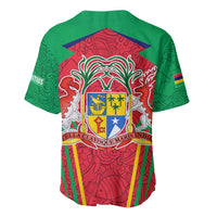Mauritius Coat of Arms Baseball Jersey National Emblem Blended with Traditional Patterns