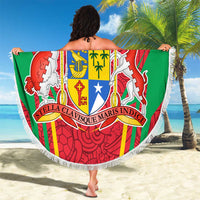 Mauritius Coat of Arms Beach Blanket National Emblem Blended with Traditional Patterns