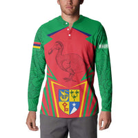 Mauritius Coat of Arms Button Sweatshirt National Emblem Blended with Traditional Patterns
