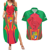 Mauritius Coat of Arms Couples Matching Summer Maxi Dress and Hawaiian Shirt National Emblem Blended with Traditional Patterns