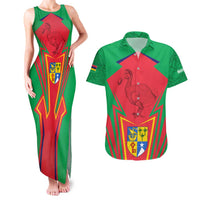 Mauritius Coat of Arms Couples Matching Tank Maxi Dress and Hawaiian Shirt National Emblem Blended with Traditional Patterns