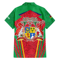 Mauritius Coat of Arms Family Matching Off The Shoulder Long Sleeve Dress and Hawaiian Shirt National Emblem Blended with Traditional Patterns