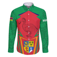 Mauritius Coat of Arms Family Matching Off The Shoulder Long Sleeve Dress and Hawaiian Shirt National Emblem Blended with Traditional Patterns