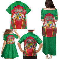 Mauritius Coat of Arms Family Matching Puletasi and Hawaiian Shirt National Emblem Blended with Traditional Patterns