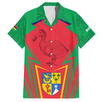 Mauritius Coat of Arms Family Matching Short Sleeve Bodycon Dress and Hawaiian Shirt National Emblem Blended with Traditional Patterns