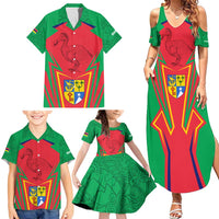 Mauritius Coat of Arms Family Matching Summer Maxi Dress and Hawaiian Shirt National Emblem Blended with Traditional Patterns