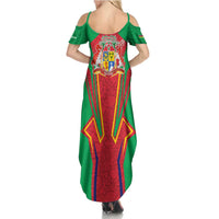 Mauritius Coat of Arms Family Matching Summer Maxi Dress and Hawaiian Shirt National Emblem Blended with Traditional Patterns