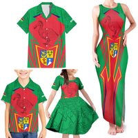 Mauritius Coat of Arms Family Matching Tank Maxi Dress and Hawaiian Shirt National Emblem Blended with Traditional Patterns