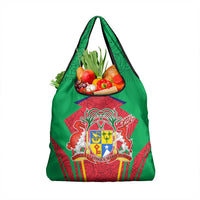 Mauritius Coat of Arms Grocery Bag National Emblem Blended with Traditional Patterns
