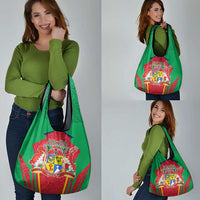 Mauritius Coat of Arms Grocery Bag National Emblem Blended with Traditional Patterns