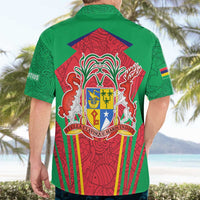Mauritius Coat of Arms Hawaiian Shirt National Emblem Blended with Traditional Patterns