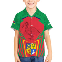 Mauritius Coat of Arms Kid Hawaiian Shirt National Emblem Blended with Traditional Patterns