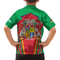 Mauritius Coat of Arms Kid Hawaiian Shirt National Emblem Blended with Traditional Patterns