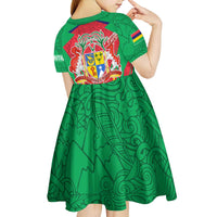 Mauritius Coat of Arms Kid Short Sleeve Dress National Emblem Blended with Traditional Patterns