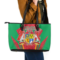 Mauritius Coat of Arms Leather Tote Bag National Emblem Blended with Traditional Patterns