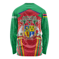 Mauritius Coat of Arms Long Sleeve Shirt National Emblem Blended with Traditional Patterns