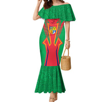 Mauritius Coat of Arms Mermaid Dress National Emblem Blended with Traditional Patterns