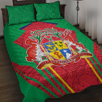 Mauritius Coat of Arms Quilt Bed Set National Emblem Blended with Traditional Patterns