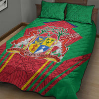 Mauritius Coat of Arms Quilt Bed Set National Emblem Blended with Traditional Patterns