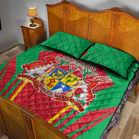Mauritius Coat of Arms Quilt Bed Set National Emblem Blended with Traditional Patterns