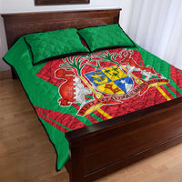 Mauritius Coat of Arms Quilt Bed Set National Emblem Blended with Traditional Patterns