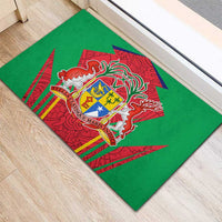 Mauritius Coat of Arms Rubber Doormat National Emblem Blended with Traditional Patterns